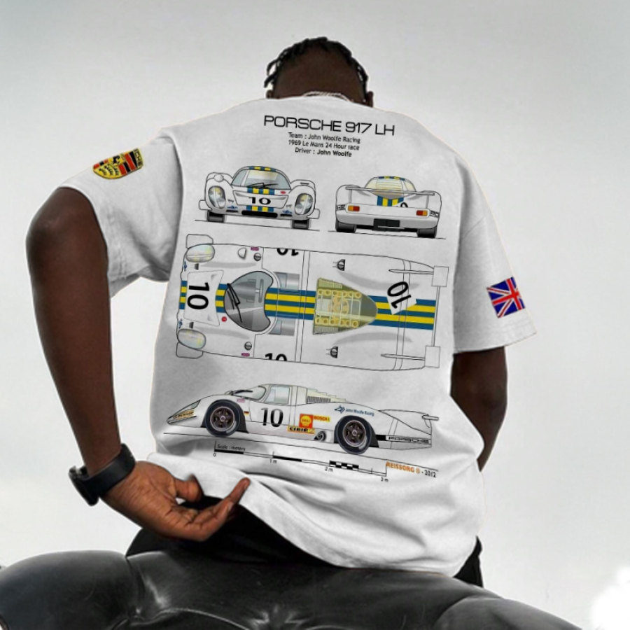 

T-shirt Surdimensionné à Manches Courtes Imprimé Racing Pour Hommes