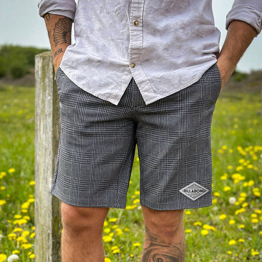 

Pantalones Cortos De Surf Para Hombre Pantalones Cortos Casuales Diarios De Playa Con Estampado De Pata De Gallo Retro