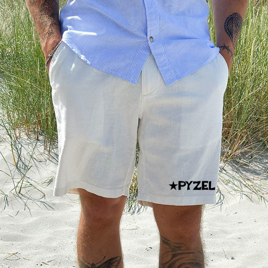 

Short De Surf Rétro Pour Hommes Imprimé Planche De Surf En Coton Et Lin Pour La Plage Quotidien Décontracté