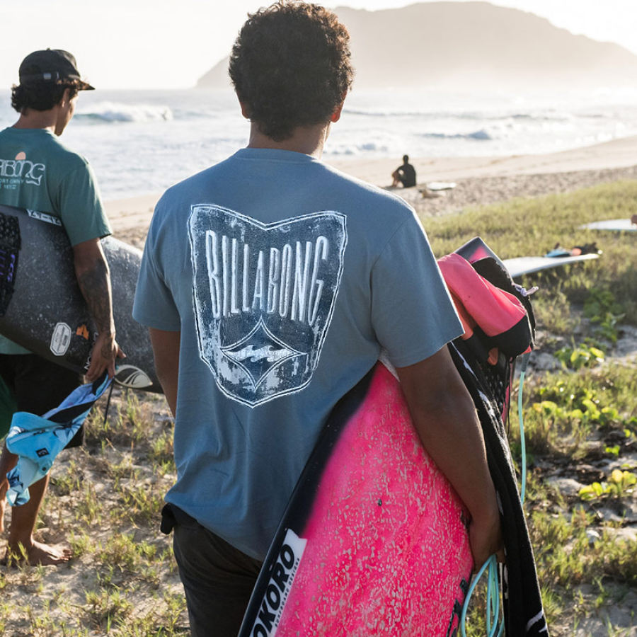 

Kurzarm-Freizeit-T-Shirt Mit Surf-Print Für Herren