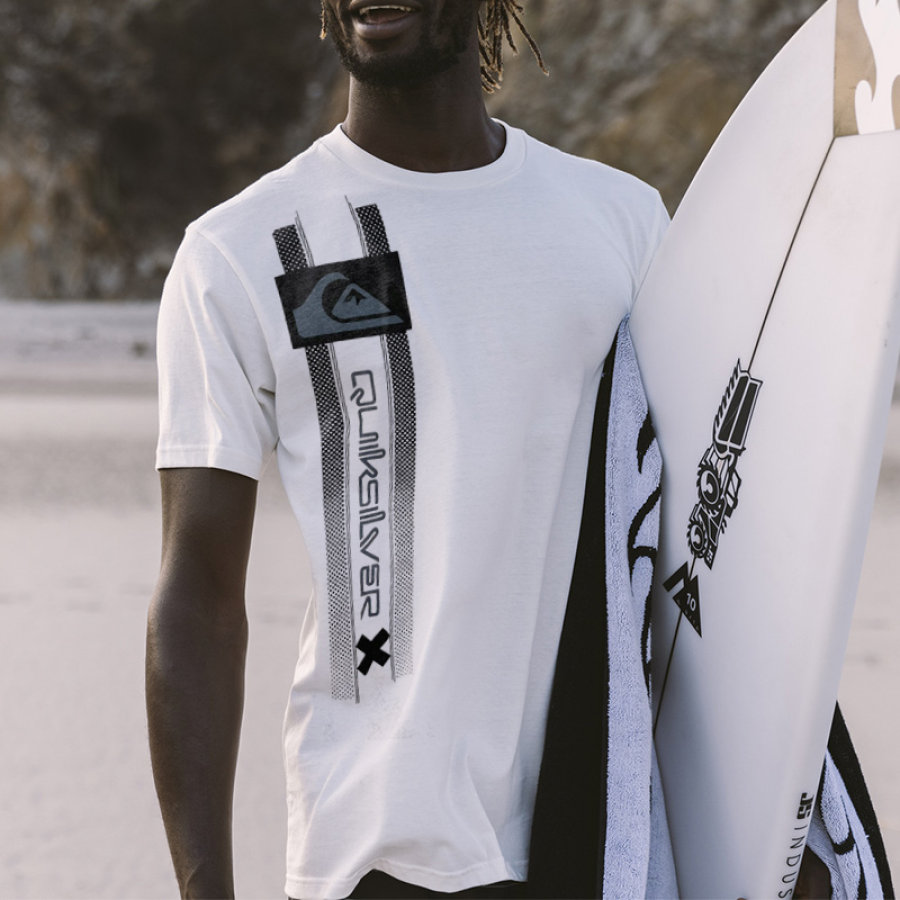 

T-shirt Décontracté à Manches Courtes Et Imprimé Surf Pour Hommes