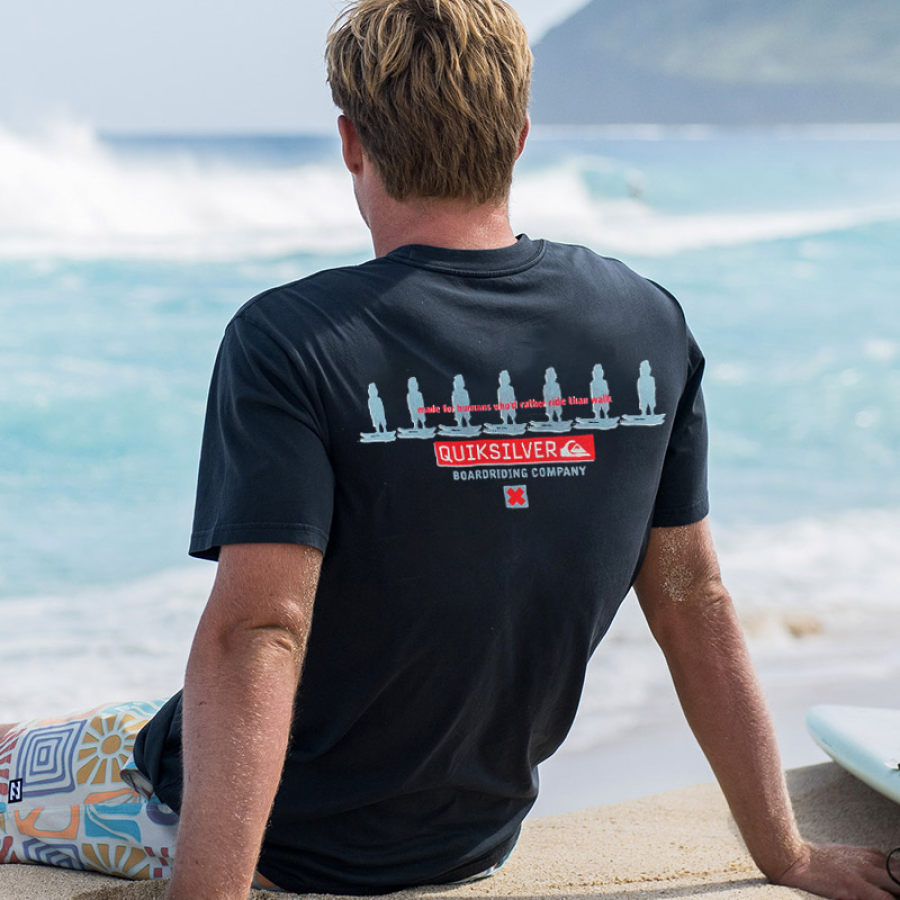 

Kurzarm-Freizeit-T-Shirt Mit Surf-Print Für Herren