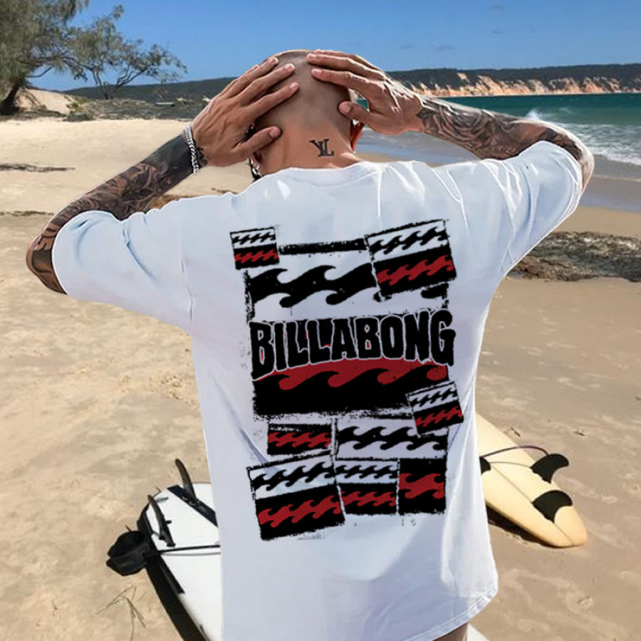 

Camiseta Informal Extragrande Con Estampado De Surf Vintage Para Hombre