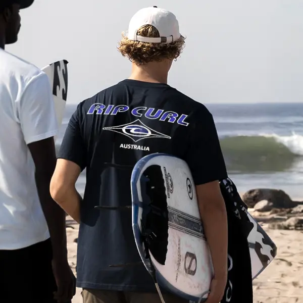 Men's Surf Print Short Sleeve Casual T-Shirt - Yiyistories.com 