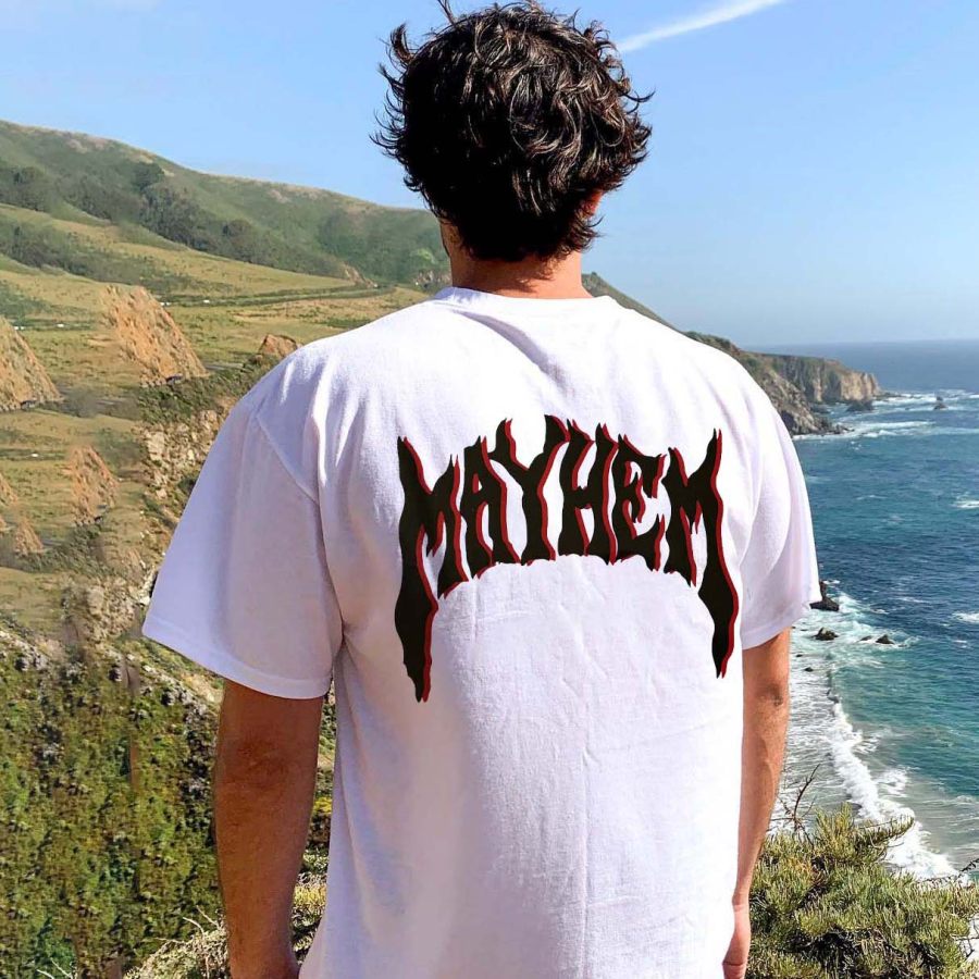 

T-shirt Pour Hommes Surf Mayhem Imprimé Planche De Surf Plage Quotidien Col Rond Manches Courtes Hauts