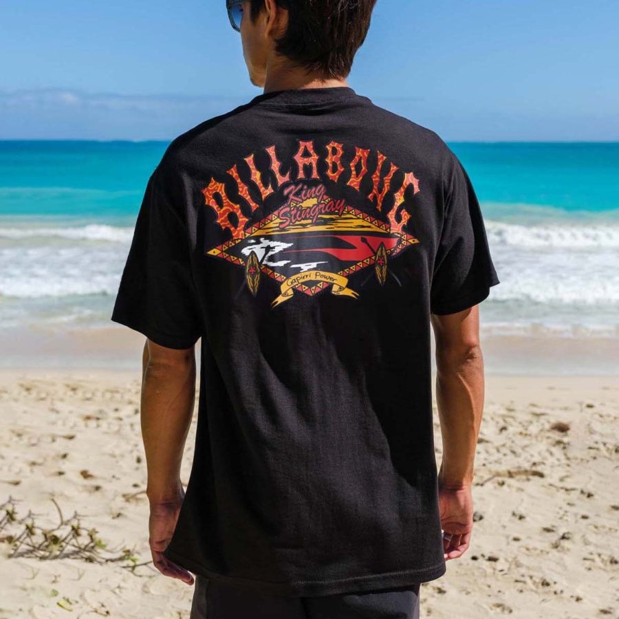 

T-shirt Vintage à Manches Courtes Pour Hommes Surf King Stingray Print Beach