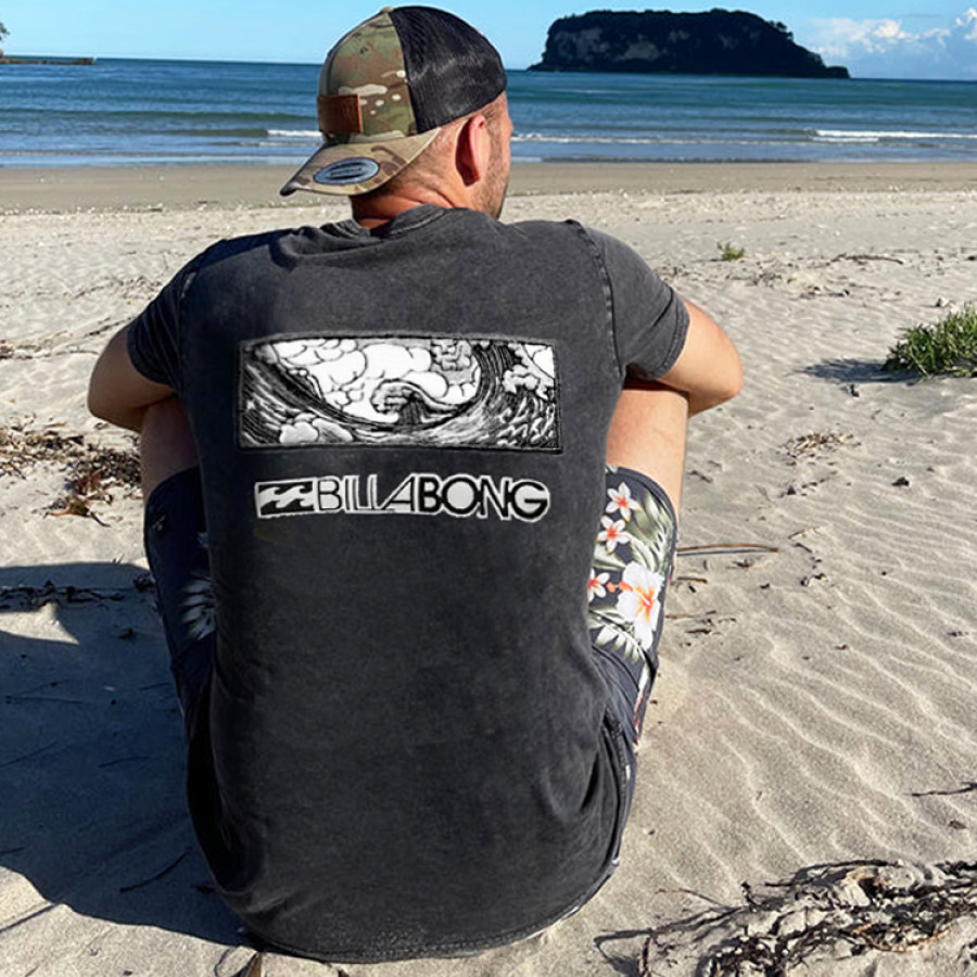 

Übergroßes Strand-Resort-T-Shirt Mit Vintage-Surf-Print Für Herren