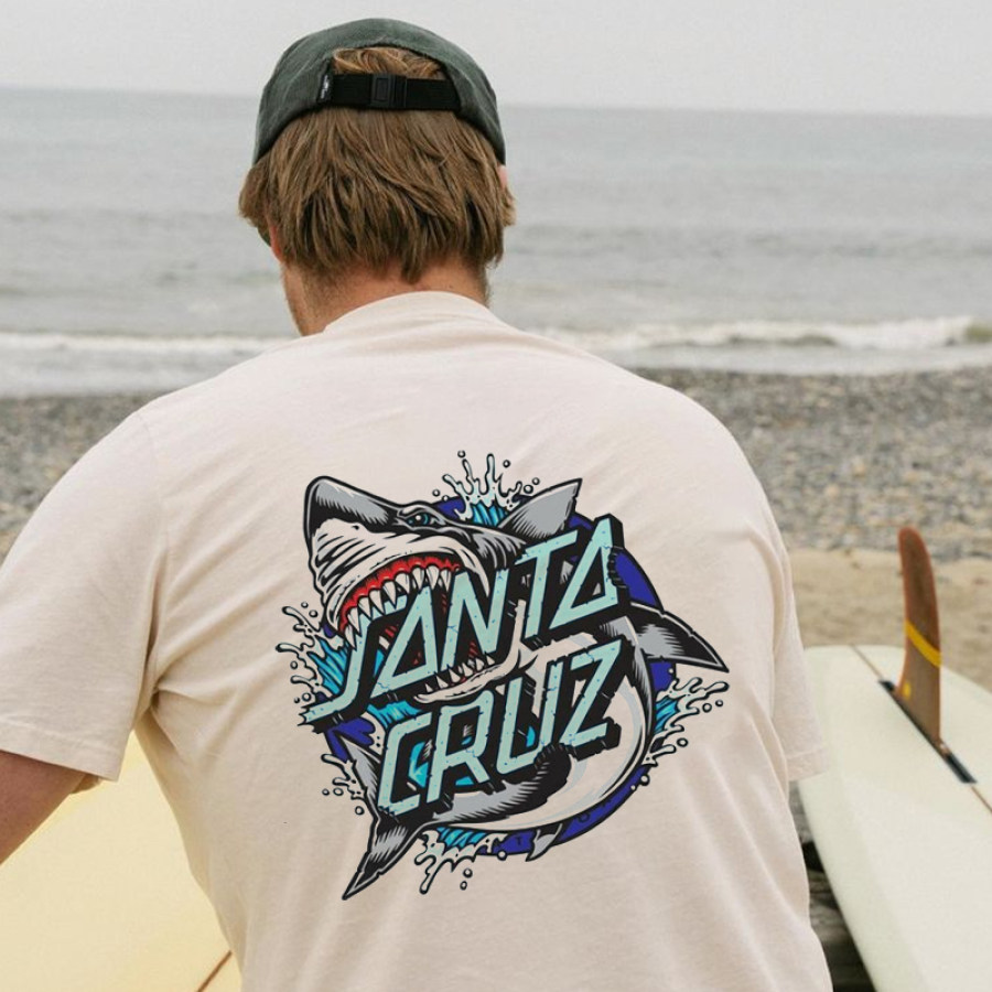 

T-shirt à Manches Courtes Imprimé Surf Beach Vacation Pour Hommes