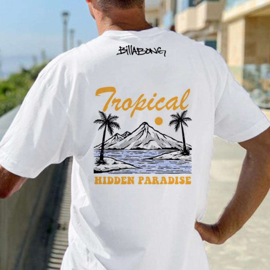 

Übergroßes Strand-Resort-T-Shirt Mit Vintage-Surf-Print Für Herren