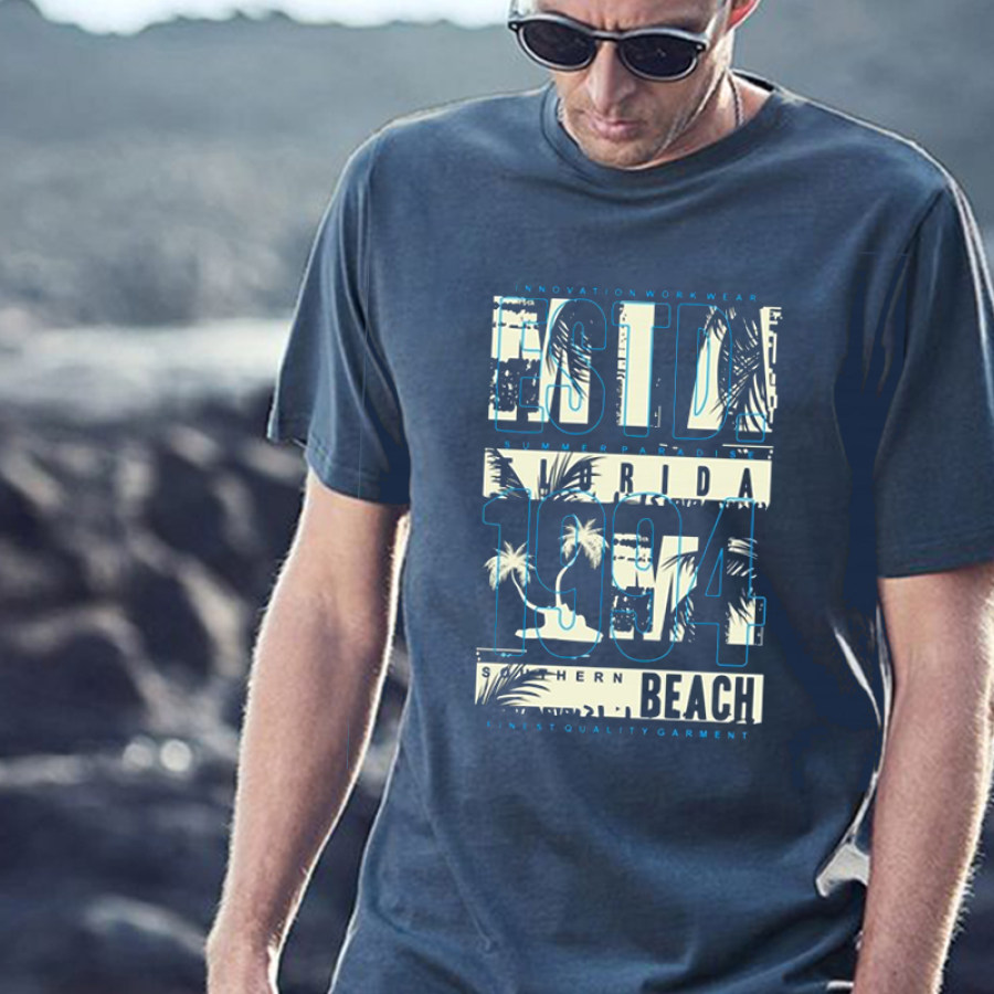 

Camiseta De Resort De Playa Con Estampado De Surf Vintage Para Hombre