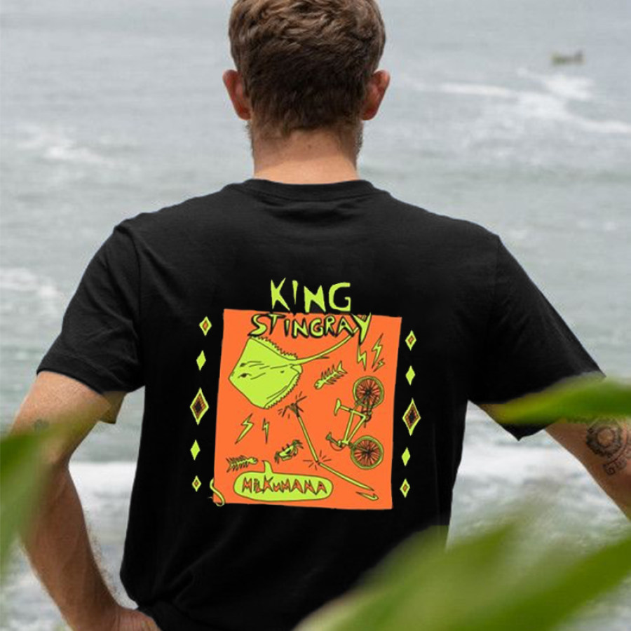 

T-shirt Vintage King Stingray Surf Print Beach Resort Pour Hommes