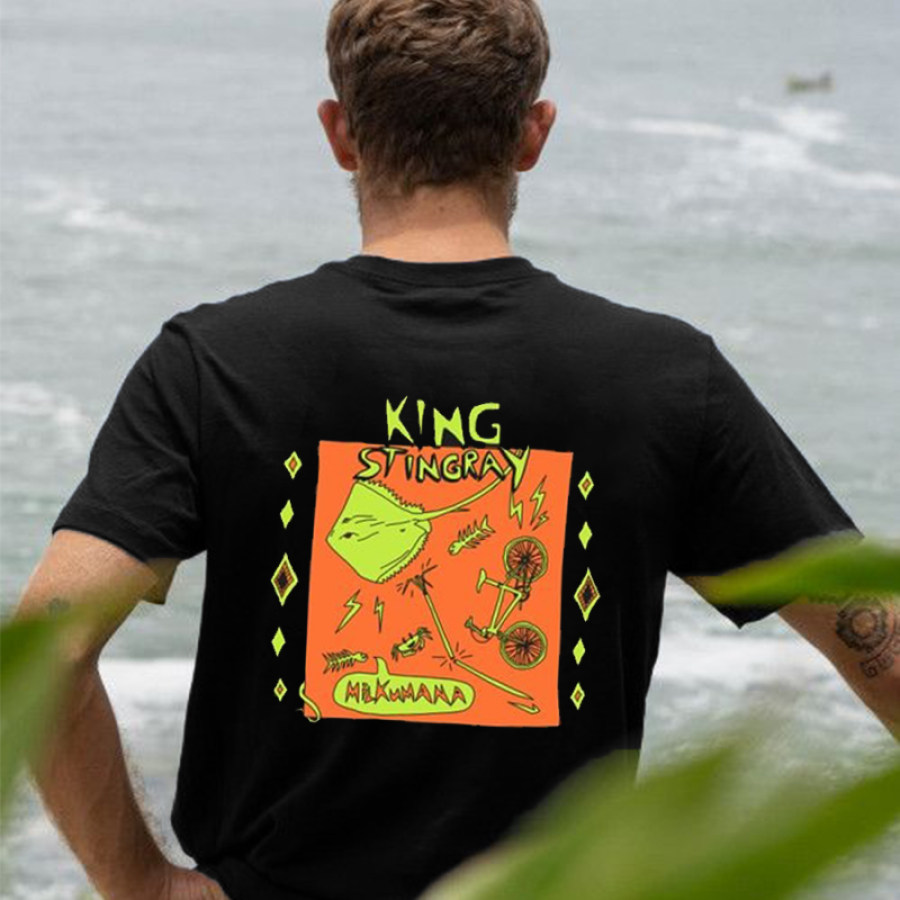 

Camiseta Vintage King Stingray Surf Print Beach Resort Para Hombre