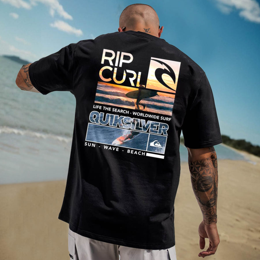 

Camiseta Extragrande Para Hombre Camiseta Informal De Manga Corta Con Estampado Vintage Rip Curl Quiksilver Para Playa