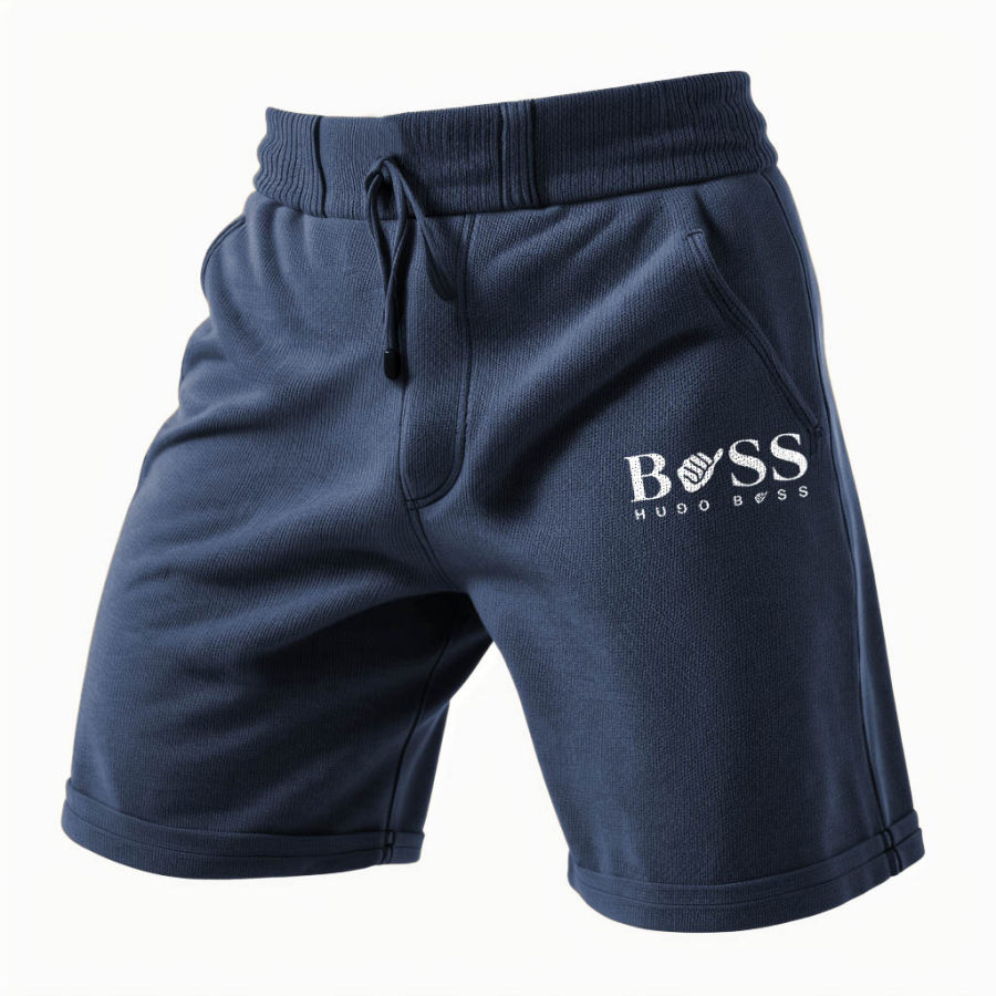 

Shorts Pour Hommes Vintage Boss Imprimé Poche Extérieure Cordon De Serrage Pantalons De Survêtement