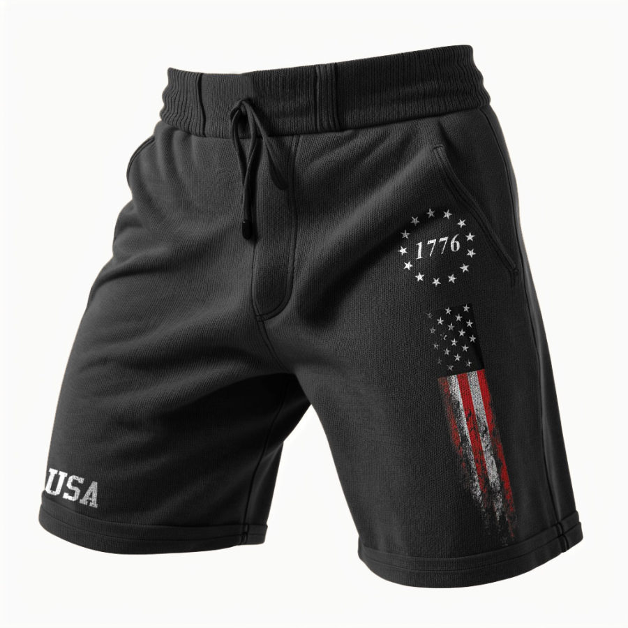 

Herren-Shorts Vintage-Stil Amerikanische Flagge 1776 USA Tasche Outdoor-Jogginghose Mit Kordelzug