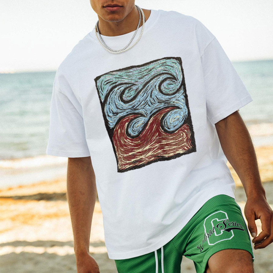 

Мужская футболка для серфинга на пляже в стиле ретро винтажная уличная футболка большого размера