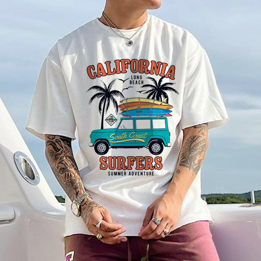 

California Beach Surfing Oversize-T-Shirt Für Herren