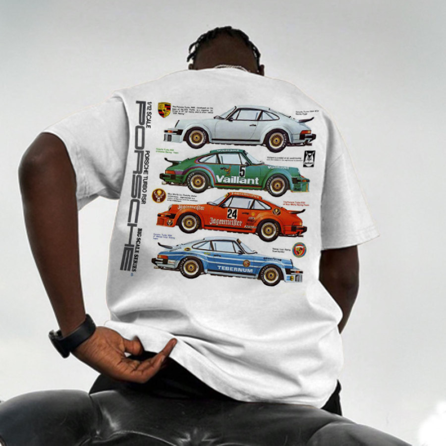 

Men's Vintage Racing Print Oversized Street Casual T-Shirt