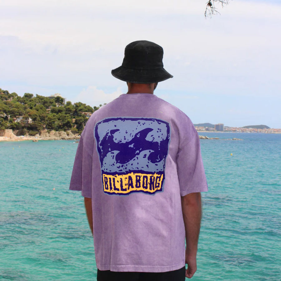 

Oversized Men's Vintage Surf Cotton Washed Distressed T-Shirt