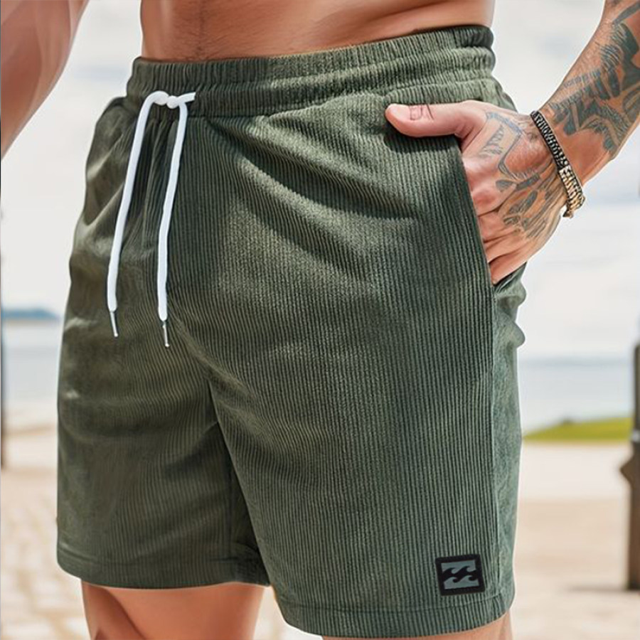 

Shorts Con Cordón De Pana Estampados Para Surf En La Playa Para Hombre