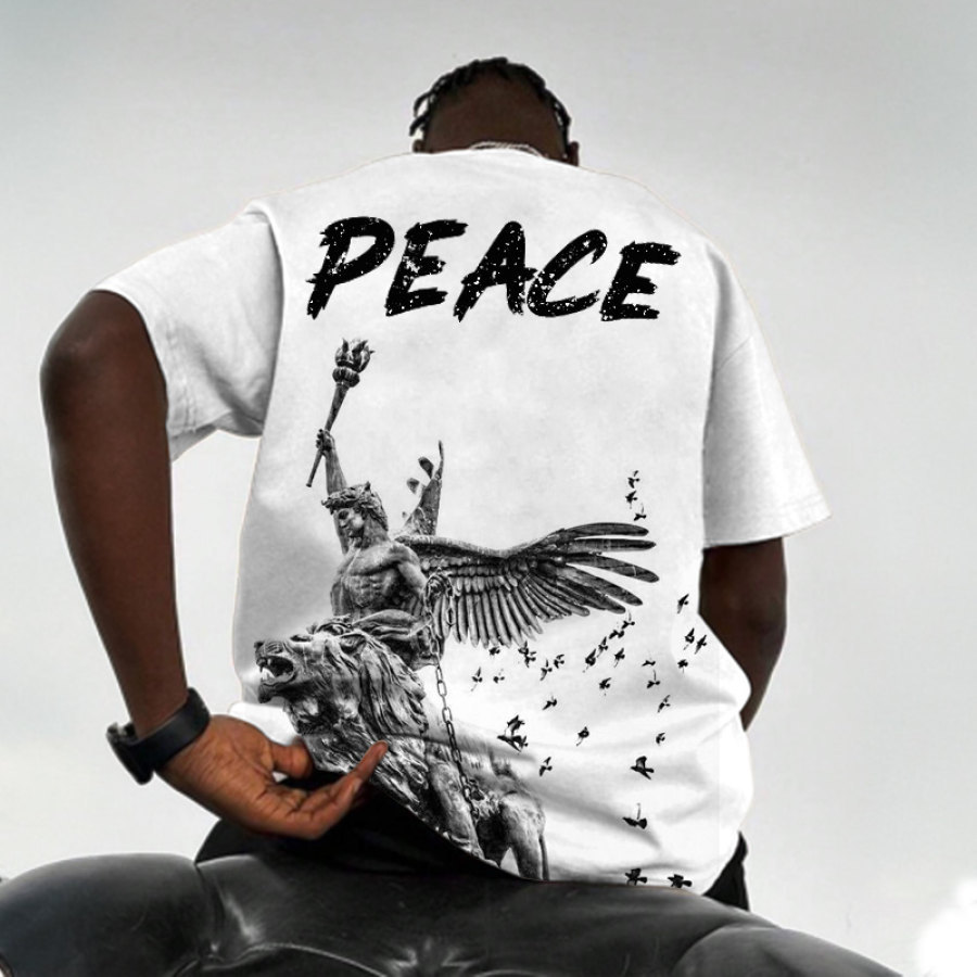 

T-shirt Surdimensionné Imprimé Vintage Peace Pour Hommes