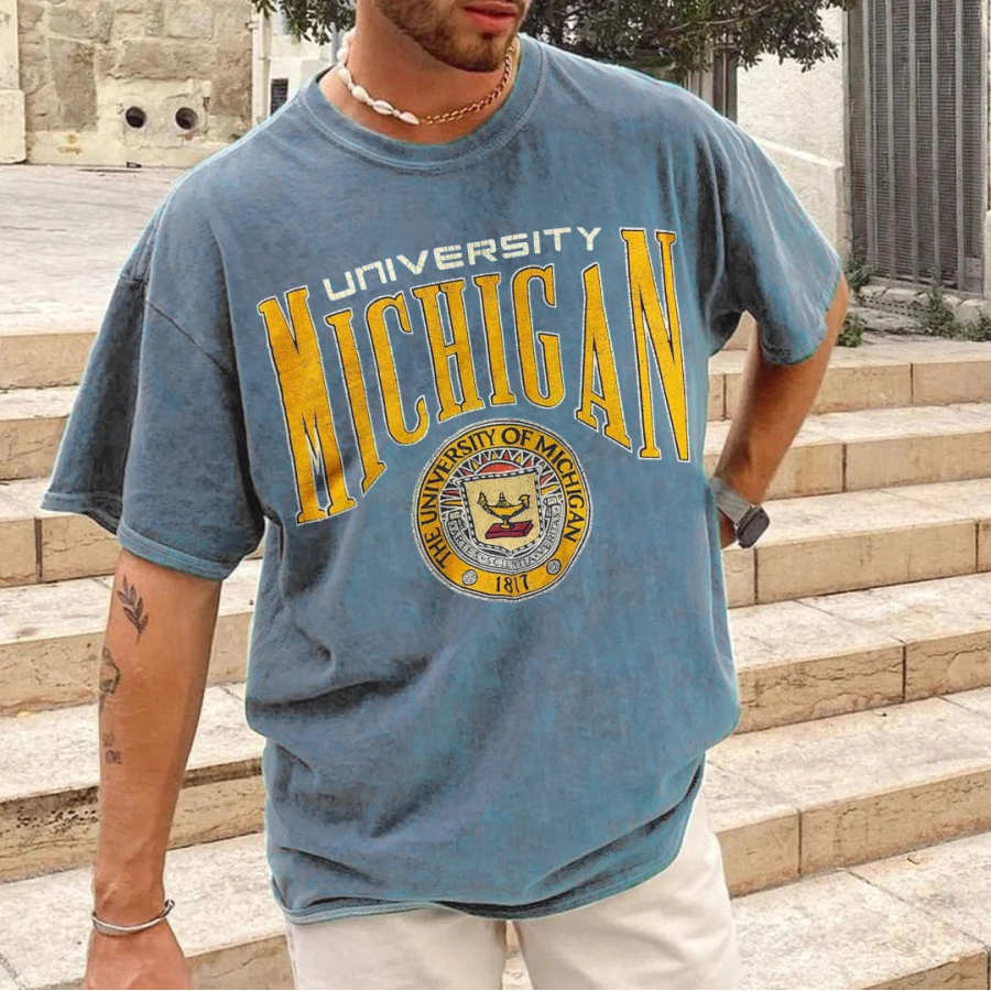 

Michigan University Men's Retro Vintage Oversize T-shirt