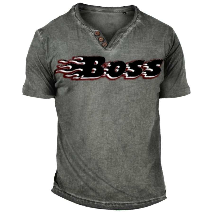 

Camiseta Con Estampado De Bloques De Color Y Cuello Vintage Boss Henry Para Hombre
