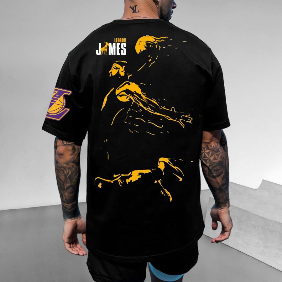 

Camiseta Extragrande Para Hombre Camiseta Informal De Manga Corta Con Estampado Vintage Basketball 23