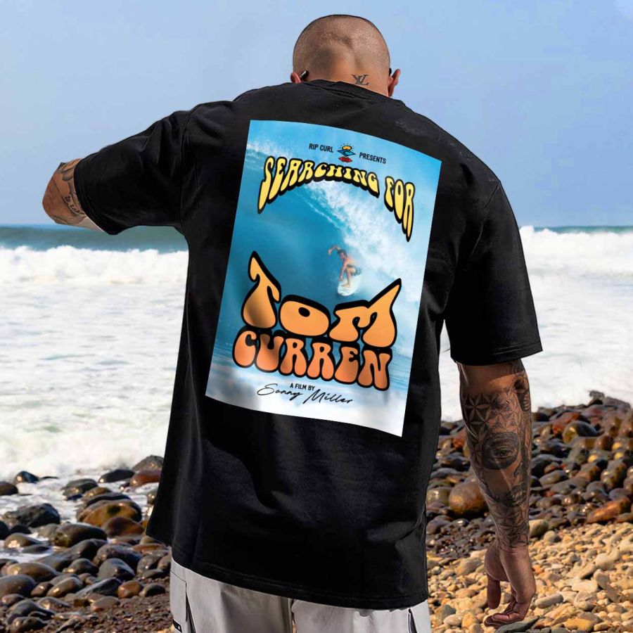 

Негабаритная мужская винтажная повседневная футболка с короткими рукавами для серфинга и поиска на пляже