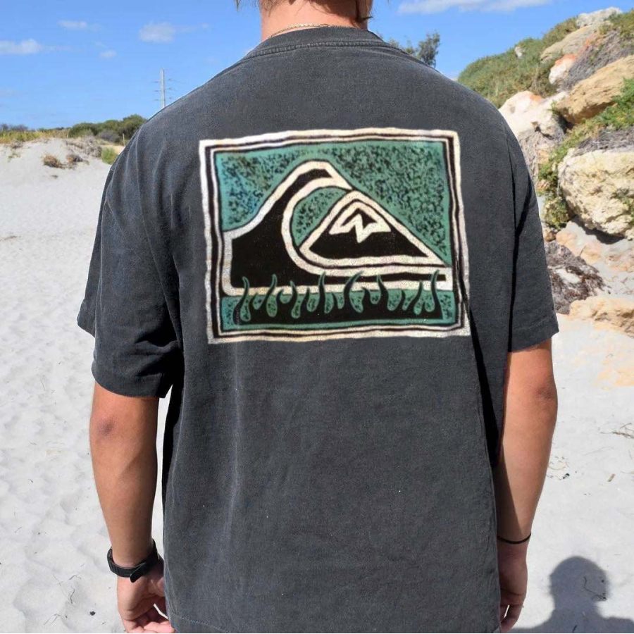 

T-shirt Décontracté De Plage à Manches Courtes Quiksilver Surf Vintage Des Années 90 Pour Hommes