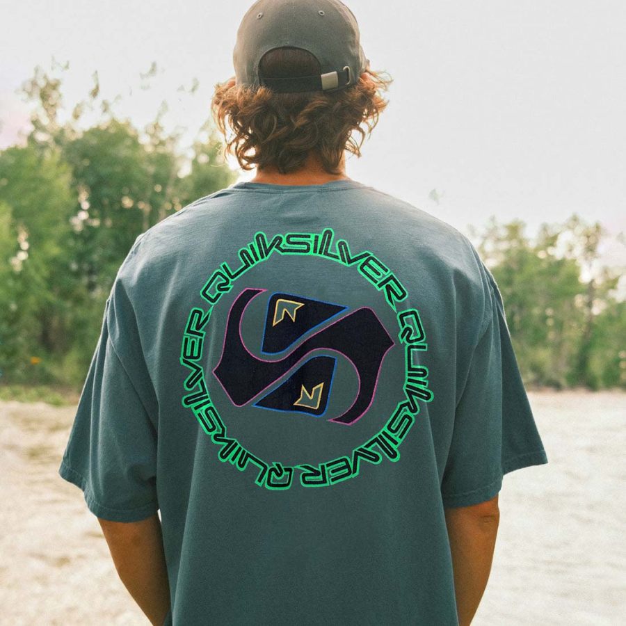 

Мужская винтажная пляжная повседневная футболка Quiksilver Surf с короткими рукавами 90-х годов