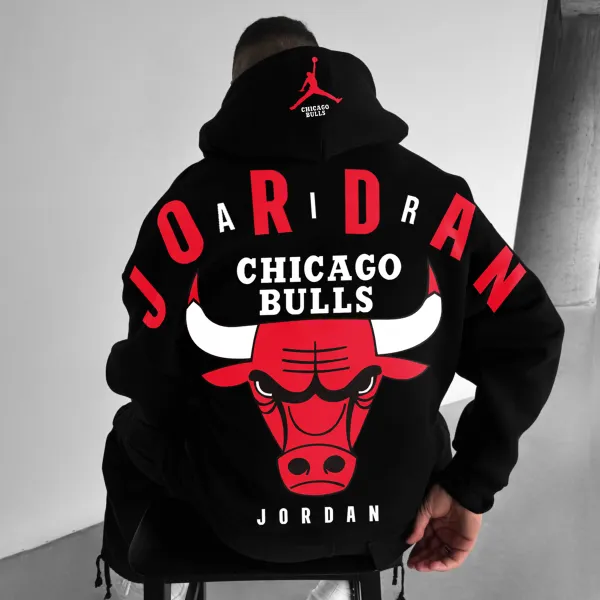Oversized Street Style Basketball Print Hoodie Bulls Hoodie - Cotosen.com