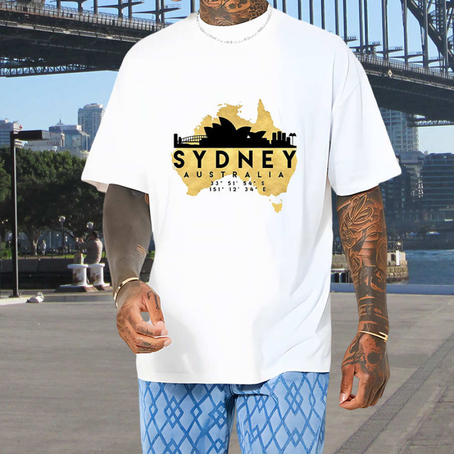 

Australia Map And Sydney Landmarks Tee