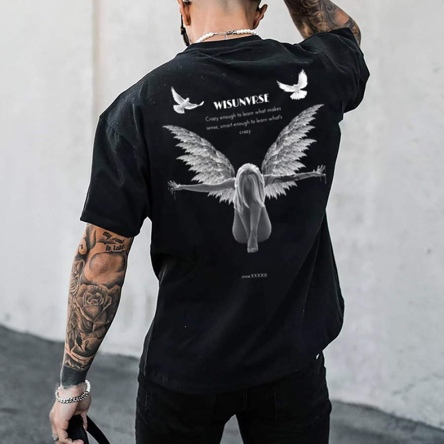 

Men's Peace Print Short Sleeve Casual T-Shirt