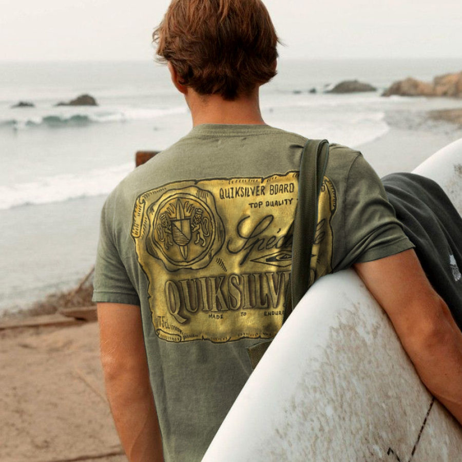 

T-shirt Décontracté à Manches Courtes Pour Hommes Rétro Surf Beach Vacation