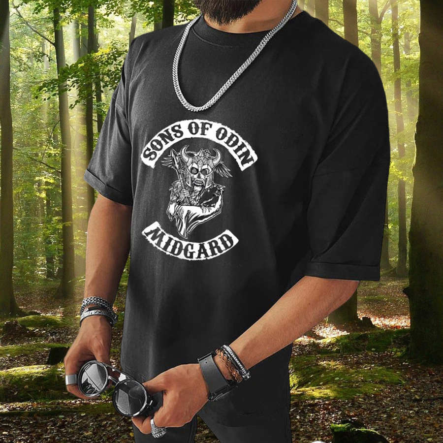 

Camiseta Estampada De Mitología Nórdica épica MIDGARD E Hijos De Odin