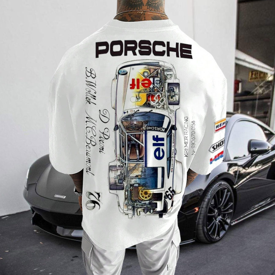 

Men's Vintage Racing Print Oversized T-Shirt