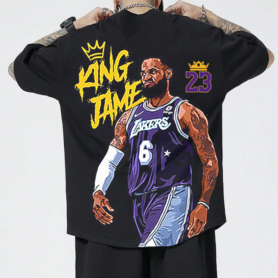

Camiseta Extragrande De Manga Corta Con Estampado De Baloncesto Estilo James Street