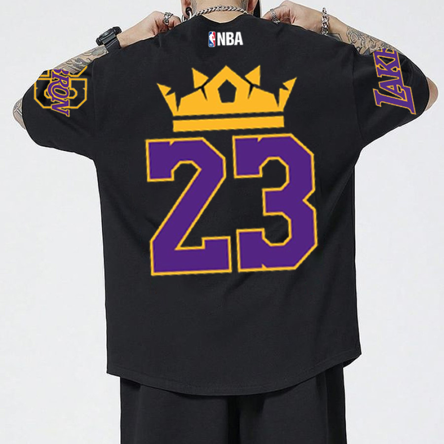 

Camiseta Extragrande De Manga Corta Con Estampado De Baloncesto Estilo Callejero