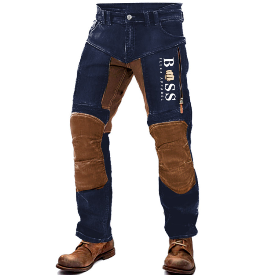 

Pantalones Con Estampado De Jefe Para Hombre Pantalones Con Bolsillo Con Cremallera De Algodón Lavado Vintage Al Aire Libre