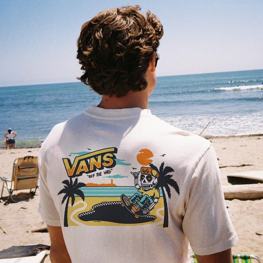 

T-shirt Pour Hommes Van Surf Beach Quotidien Col Rond Manches Courtes Hauts