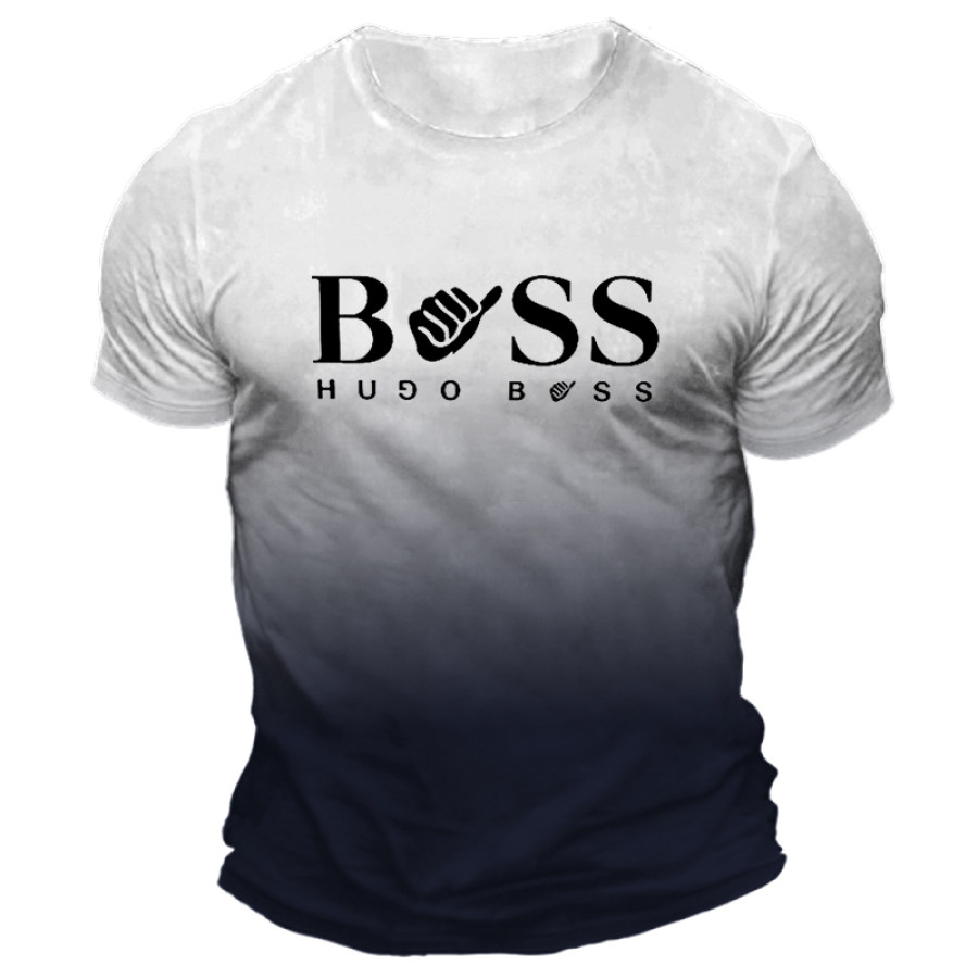 

Мужская повседневная футболка с круглым вырезом с короткими рукавами и градиентным принтом Boss