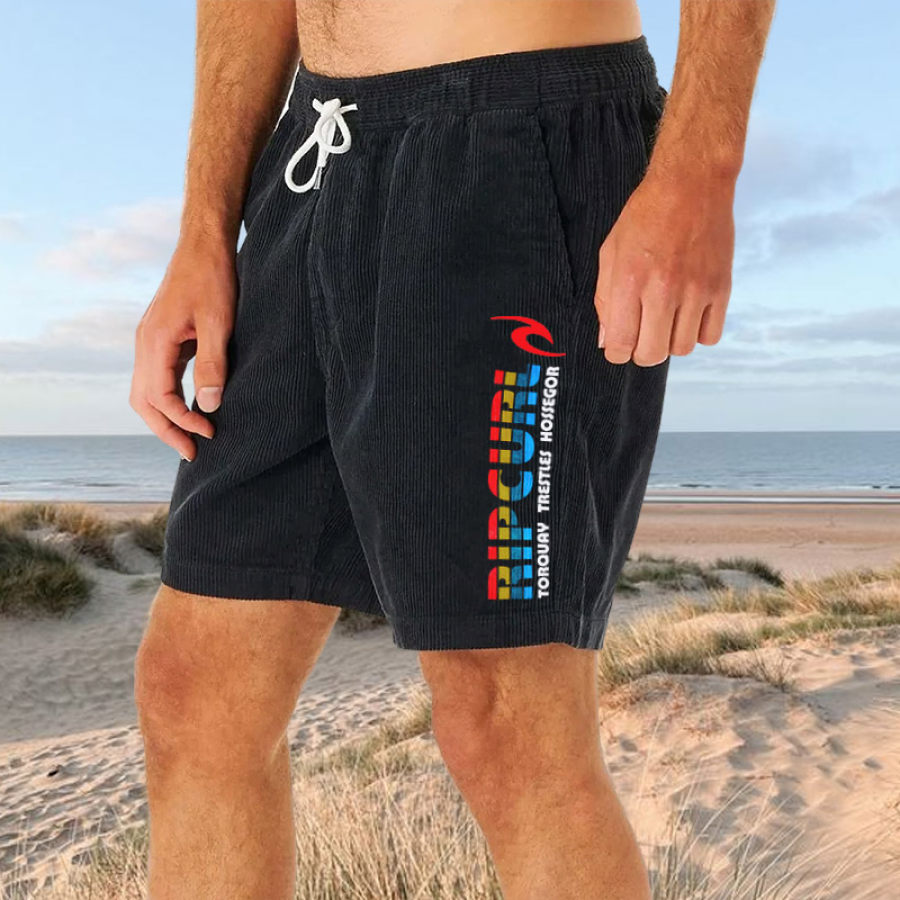 

Short Homme Vintage Velours Côtelé 5 Pouces Boardshort Plage Vacances Quotidien Décontracté Kaki Foncé