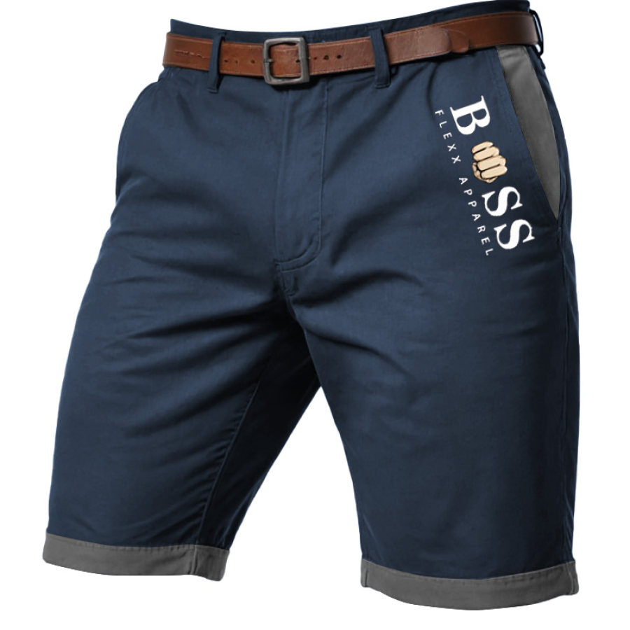 

Short Décontracté à Blocs De Couleurs Pour Hommes Imprimé Boss Vintage Business