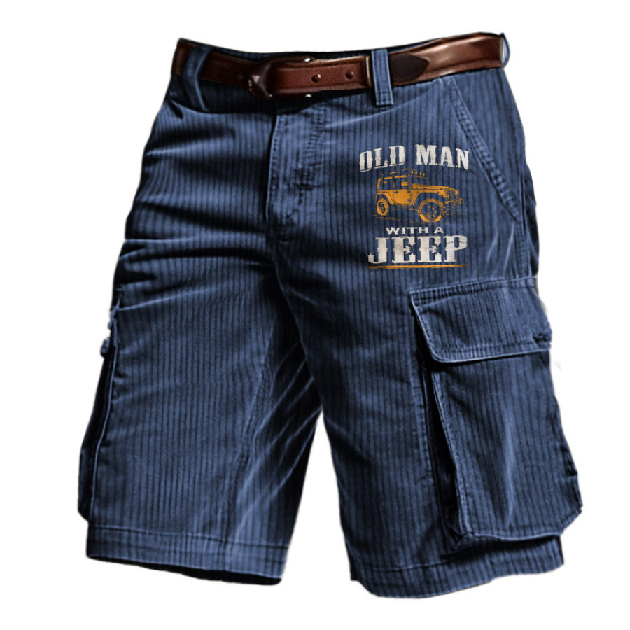 

Jeep Old Man Men's Outdoor Vintage Corduroy Multi Pocket Shorts