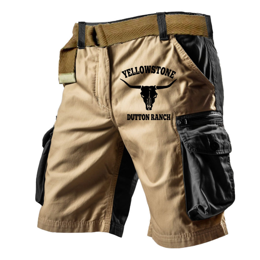 

Short Cargo Pour Hommes Vintage Yellowstone Tactique Multi-poches Bloc De Couleur été Quotidien Pantalons Décontractés