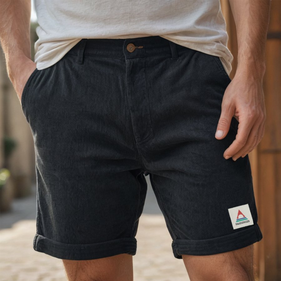 

Short De Surf Vintage En Velours Côtelé Pour Homme Short De Plage D'été Quotidien Simple 5 Pouces Short De Plage Noir