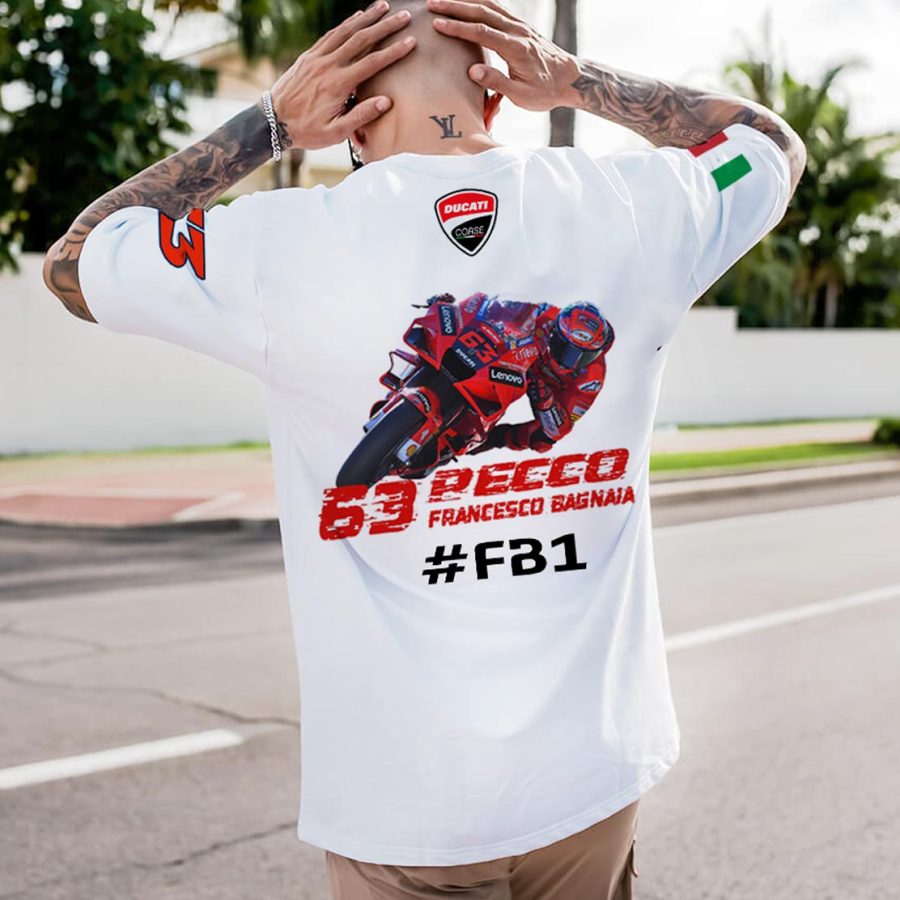 

Camiseta De Hombre Con Estampado Italiano De Motocicleta Cuello Redondo Manga Corta