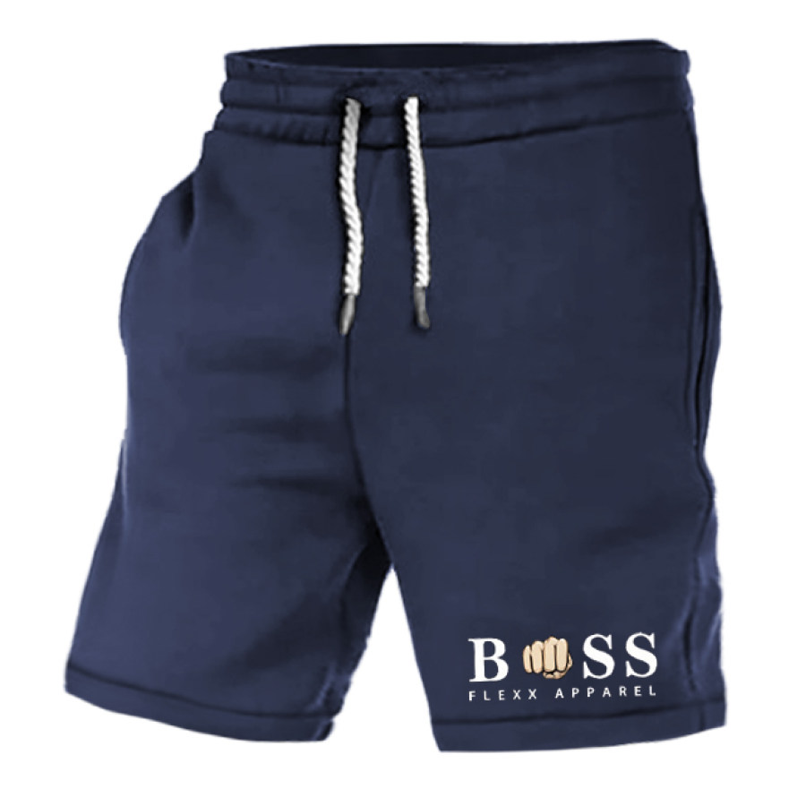 

Shorts Pour Hommes Vintage Boss Imprimé Poche Extérieure Cordon De Serrage Pantalons De Survêtement