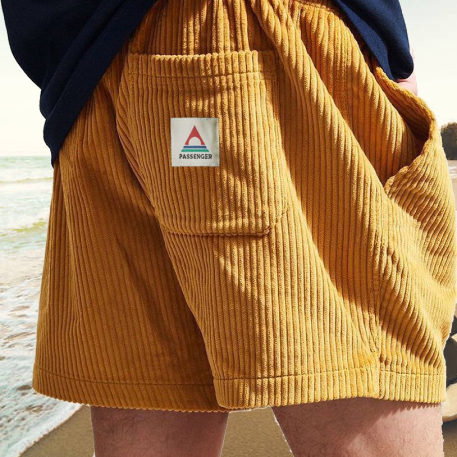 

Herren-Surfshorts Vintage-Cord-Shorts Strand Sommer Alltag Einfache 5-Zoll-Strandshorts